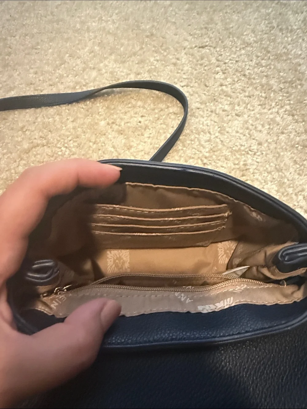 Classic Navy Top-Handle Leather Crossbody